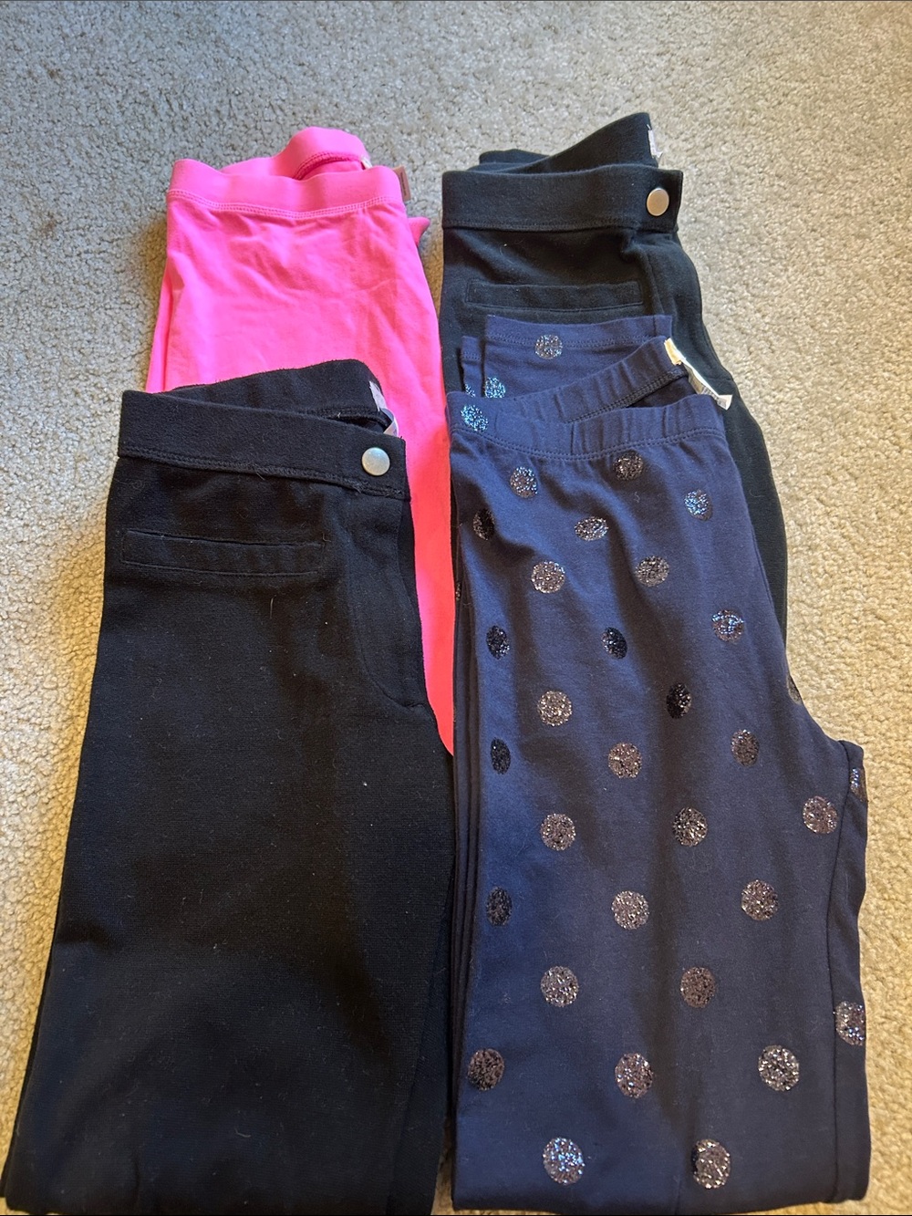 Crewcuts Girls Legging Bundle - Black, Hot Pink, Navy Polka Dot